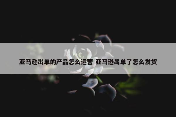 亚马逊出单的产品怎么运营 亚马逊出单了怎么发货