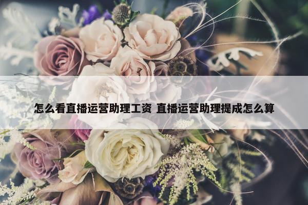 怎么看直播运营助理工资 直播运营助理提成怎么算