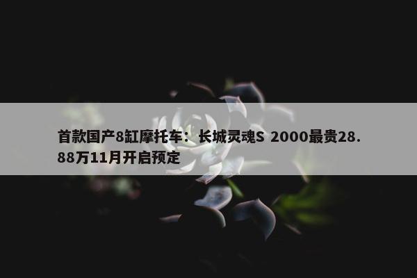 首款国产8缸摩托车：长城灵魂S 2000最贵28.88万11月开启预定