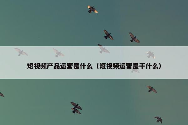 短视频产品运营是什么（短视频运营是干什么）