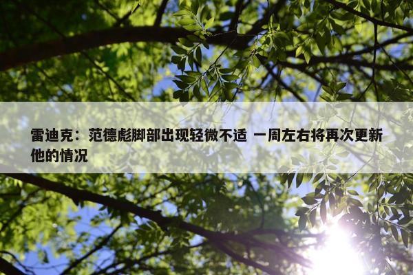 雷迪克：范德彪脚部出现轻微不适 一周左右将再次更新他的情况