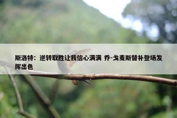 斯洛特：逆转取胜让我信心满满 乔-戈麦斯替补登场发挥出色