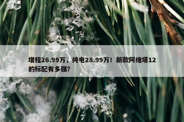 增程26.99万，纯电28.99万！新款阿维塔12的标配有多强？