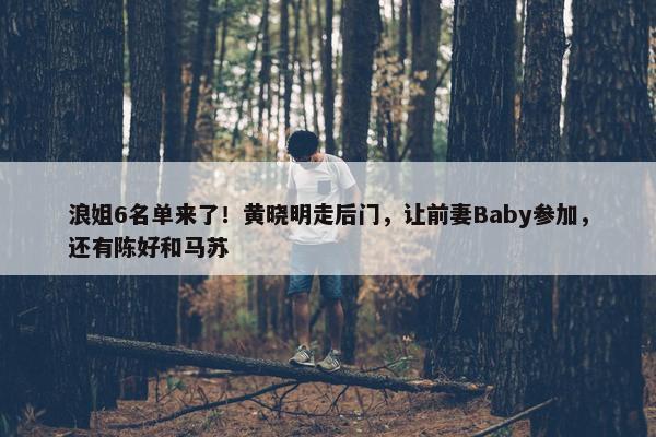 浪姐6名单来了！黄晓明走后门，让前妻Baby参加，还有陈好和马苏