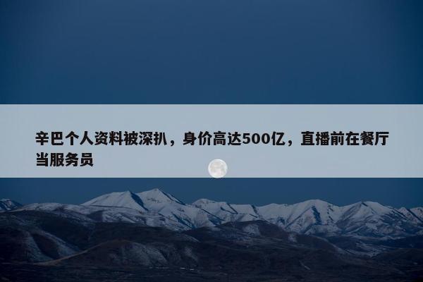 辛巴个人资料被深扒，身价高达500亿，直播前在餐厅当服务员