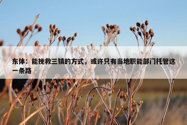 东体：能挽救三镇的方式，或许只有当地职能部门托管这一条路