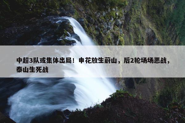 中超3队或集体出局！申花放生蔚山，后2轮场场恶战，泰山生死战