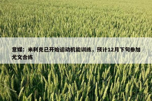 意媒：米利克已开始运动机能训练，预计12月下旬参加尤文合练