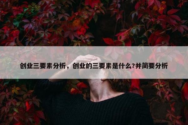 创业三要素分析，创业的三要素是什么?并简要分析