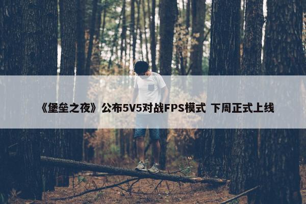 《堡垒之夜》公布5V5对战FPS模式 下周正式上线