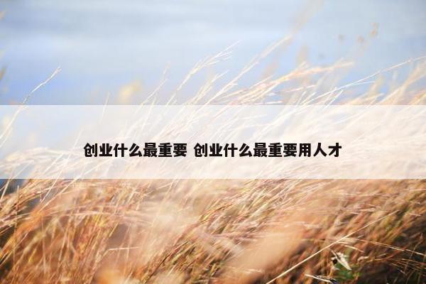 创业什么最重要 创业什么最重要用人才