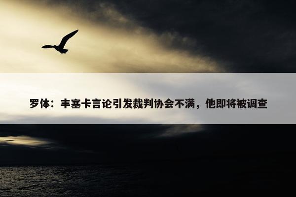 罗体：丰塞卡言论引发裁判协会不满，他即将被调查