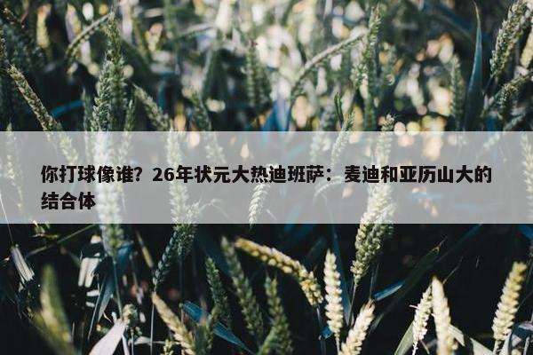 你打球像谁？26年状元大热迪班萨：麦迪和亚历山大的结合体