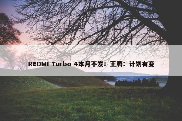 REDMI Turbo 4本月不发！王腾：计划有变