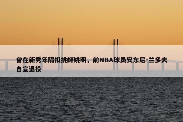 曾在新秀年隔扣挑衅姚明，前NBA球员安东尼-兰多夫自宣退役