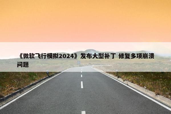 《微软飞行模拟2024》发布大型补丁 修复多项崩溃问题