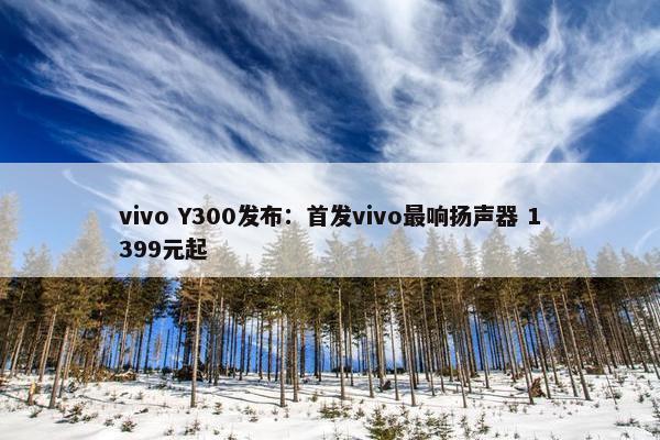 vivo Y300发布：首发vivo最响扬声器 1399元起