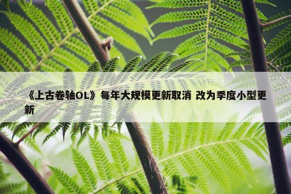 《上古卷轴OL》每年大规模更新取消 改为季度小型更新