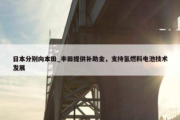 日本分别向本田_丰田提供补助金，支持氢燃料电池技术发展