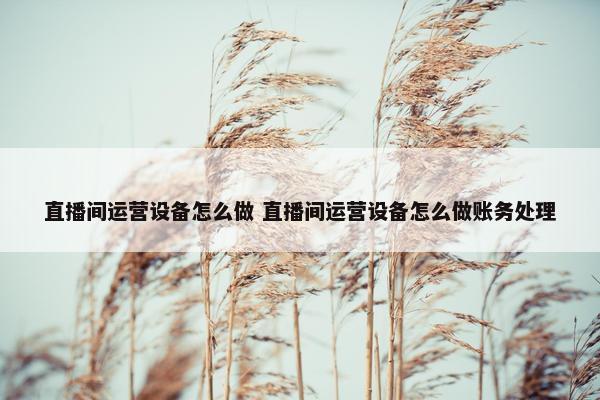 直播间运营设备怎么做 直播间运营设备怎么做账务处理