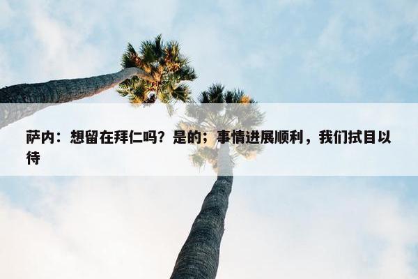 萨内：想留在拜仁吗？是的；事情进展顺利，我们拭目以待