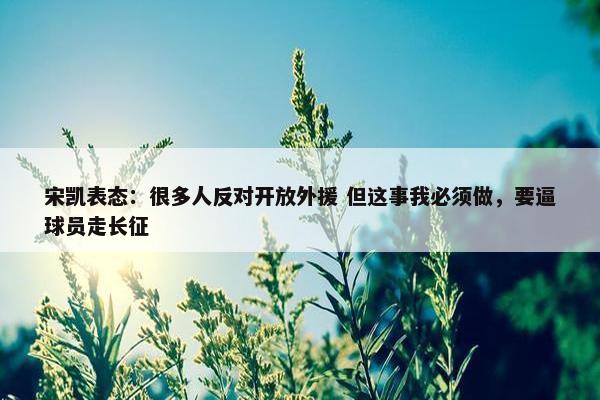 宋凯表态：很多人反对开放外援 但这事我必须做，要逼球员走长征