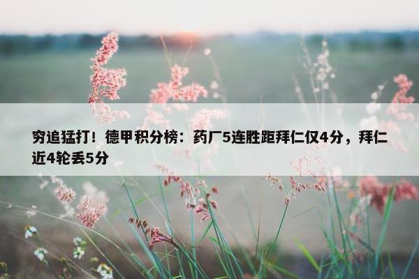 穷追猛打！德甲积分榜：药厂5连胜距拜仁仅4分，拜仁近4轮丢5分