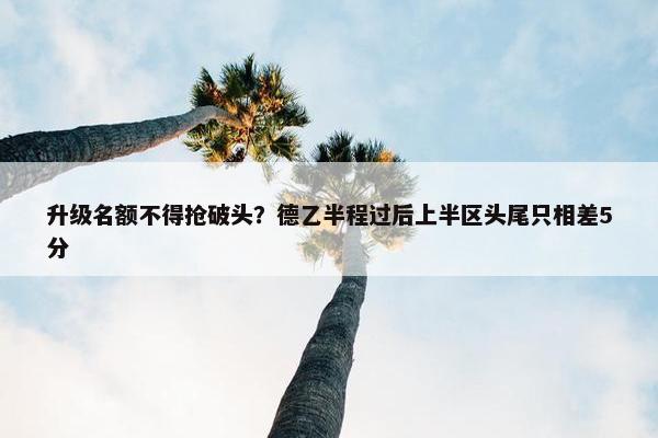 升级名额不得抢破头？德乙半程过后上半区头尾只相差5分