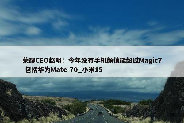 荣耀CEO赵明：今年没有手机颜值能超过Magic7 包括华为Mate 70_小米15