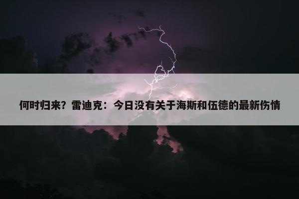 何时归来？雷迪克：今日没有关于海斯和伍德的最新伤情