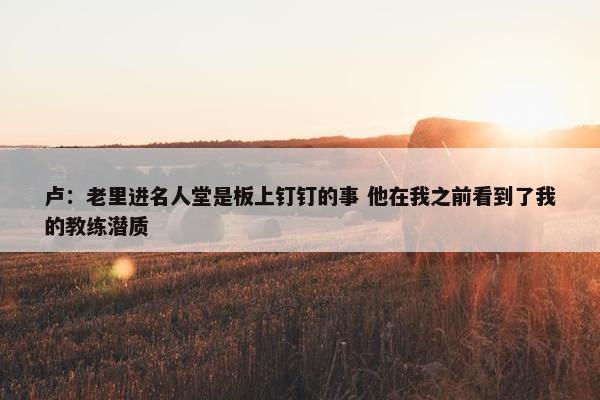 卢：老里进名人堂是板上钉钉的事 他在我之前看到了我的教练潜质