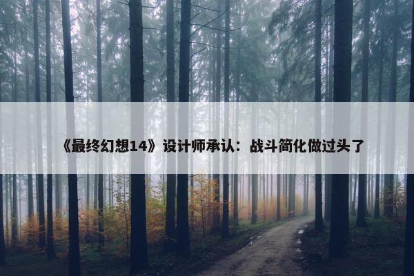 《最终幻想14》设计师承认：战斗简化做过头了