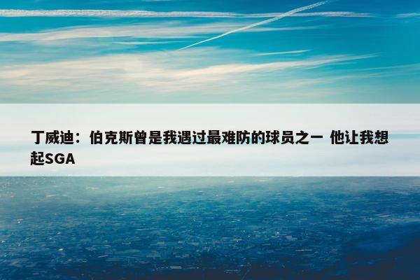 丁威迪：伯克斯曾是我遇过最难防的球员之一 他让我想起SGA