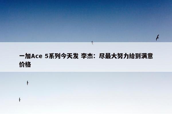 一加Ace 5系列今天发 李杰：尽最大努力给到满意价格