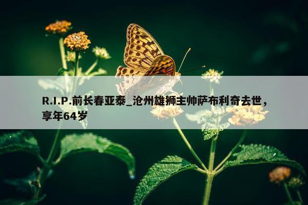 R.I.P.前长春亚泰_沧州雄狮主帅萨布利奇去世，享年64岁