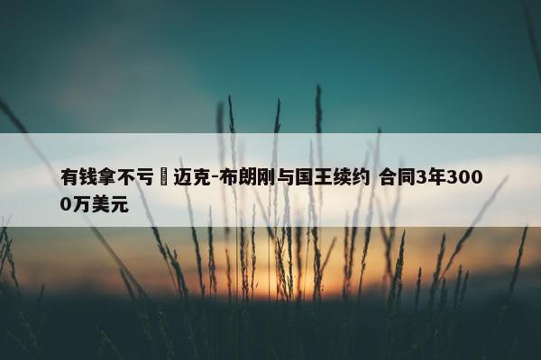 有钱拿不亏︎迈克-布朗刚与国王续约 合同3年3000万美元