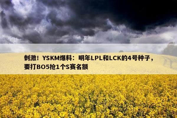 刺激！YSKM爆料：明年LPL和LCK的4号种子，要打BO5抢1个S赛名额