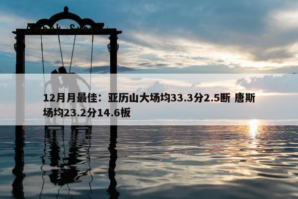 12月月最佳：亚历山大场均33.3分2.5断 唐斯场均23.2分14.6板