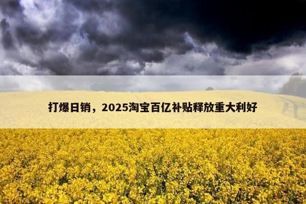 打爆日销，2025淘宝百亿补贴释放重大利好