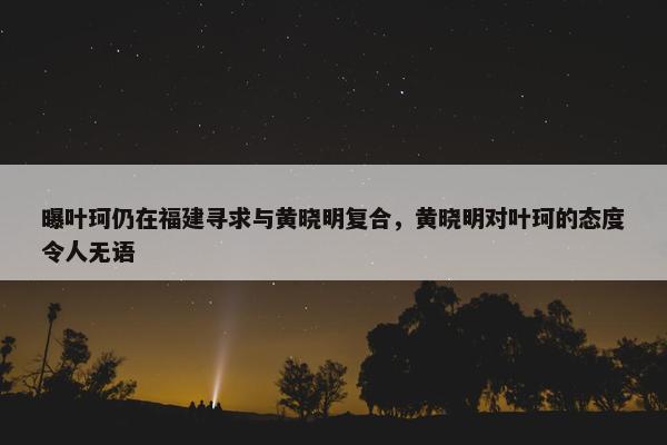 曝叶珂仍在福建寻求与黄晓明复合，黄晓明对叶珂的态度令人无语