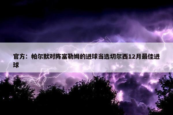 官方：帕尔默对阵富勒姆的进球当选切尔西12月最佳进球