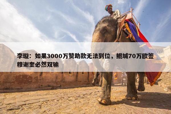 李璇：如果3000万赞助款无法到位，鲲城70万欧签穆谢奎必然双输