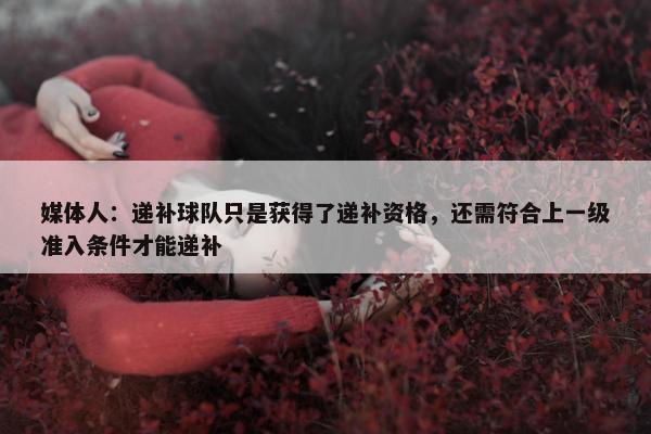 媒体人：递补球队只是获得了递补资格，还需符合上一级准入条件才能递补