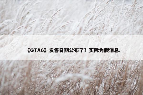 《GTA6》发售日期公布了？实际为假消息!