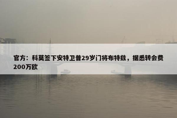 官方：科莫签下安特卫普29岁门将布特兹，据悉转会费200万欧