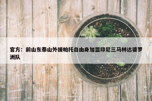 官方：前山东泰山外援帕托自由身加盟印尼三马林达婆罗洲队