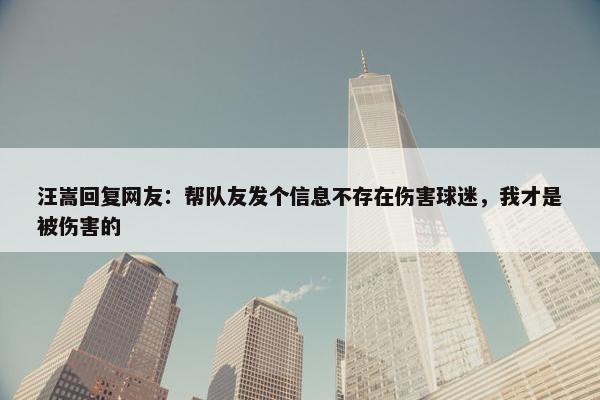 汪嵩回复网友：帮队友发个信息不存在伤害球迷，我才是被伤害的