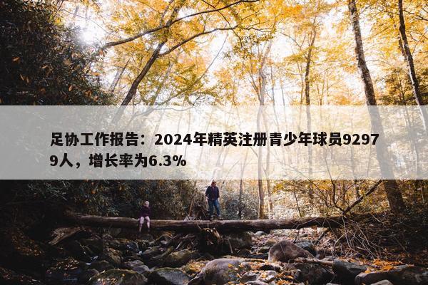 足协工作报告：2024年精英注册青少年球员92979人，增长率为6.3%