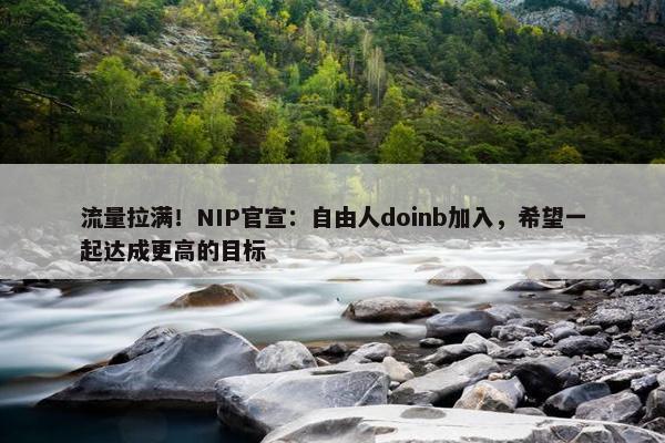 流量拉满！NIP官宣：自由人doinb加入，希望一起达成更高的目标