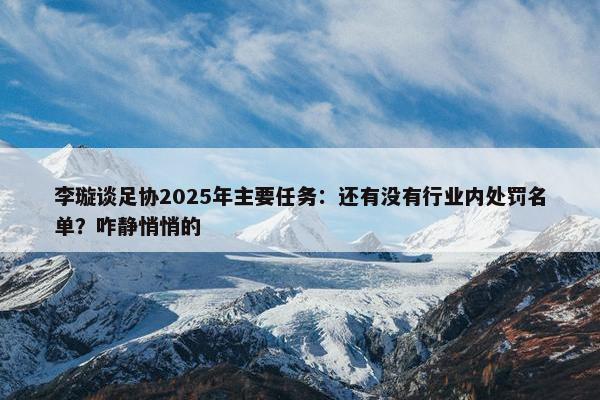 李璇谈足协2025年主要任务：还有没有行业内处罚名单？咋静悄悄的